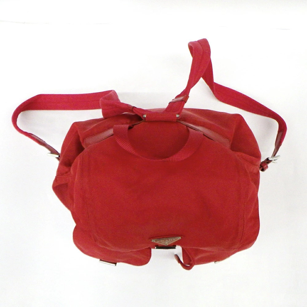 PRADA Backpack VELA ROSSO Red Triangle Plate - Picture 4 of 8